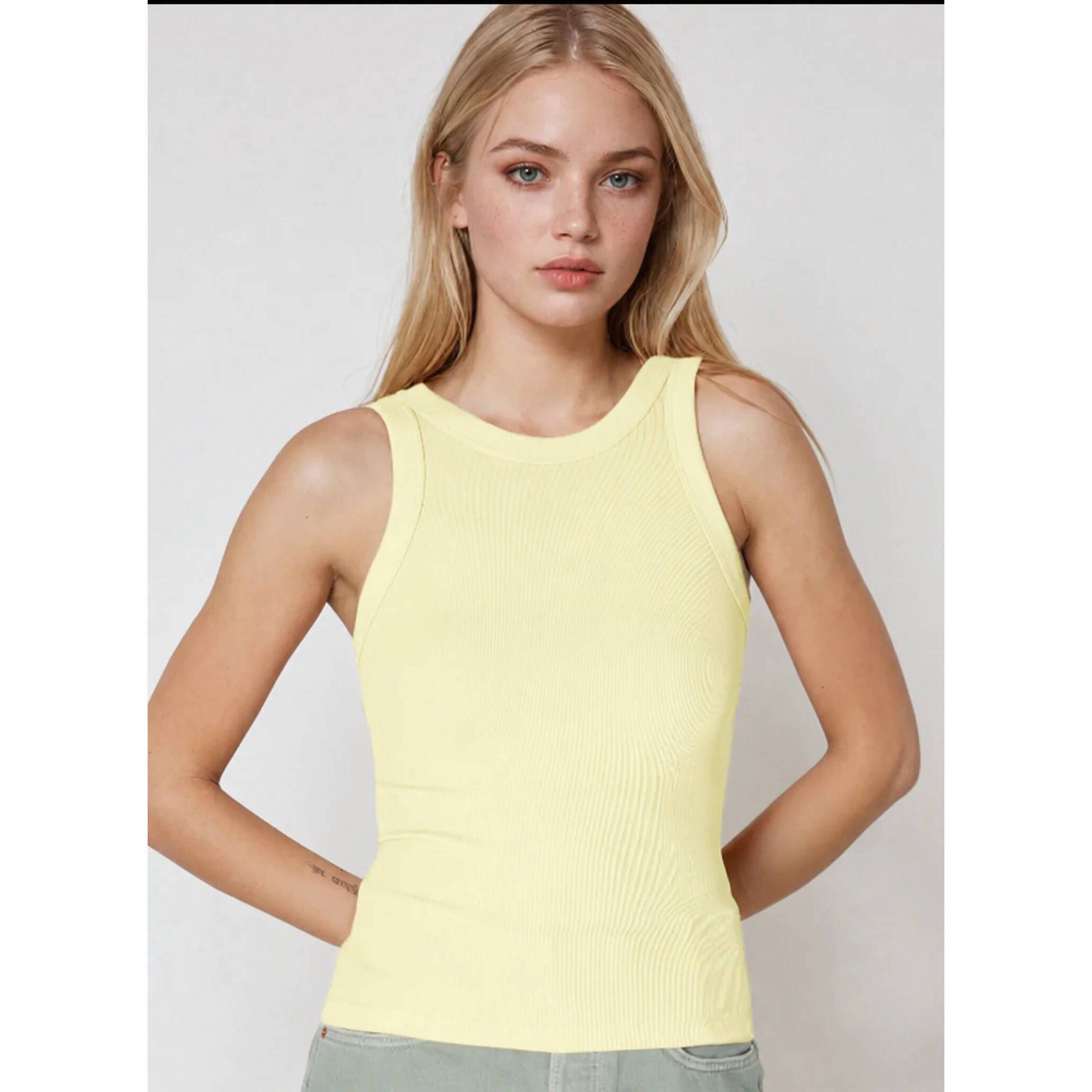 New Nikibiki Reversible Ribbed Tank Top In Pale Banana